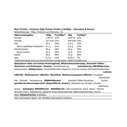 Snickers High Protein Cookie 12x60g Chocolate & Peanut